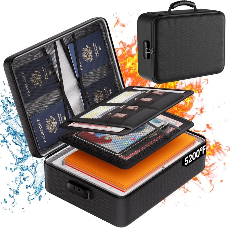 DocSafe 5200°F Document Organizer with Lock,Upgraded Heat Insulated Fireproof＆Waterproof Box 8 Layers File Organizer,Portable Home Travel Safe Storage for Important Documents, Files and More - Image 1
